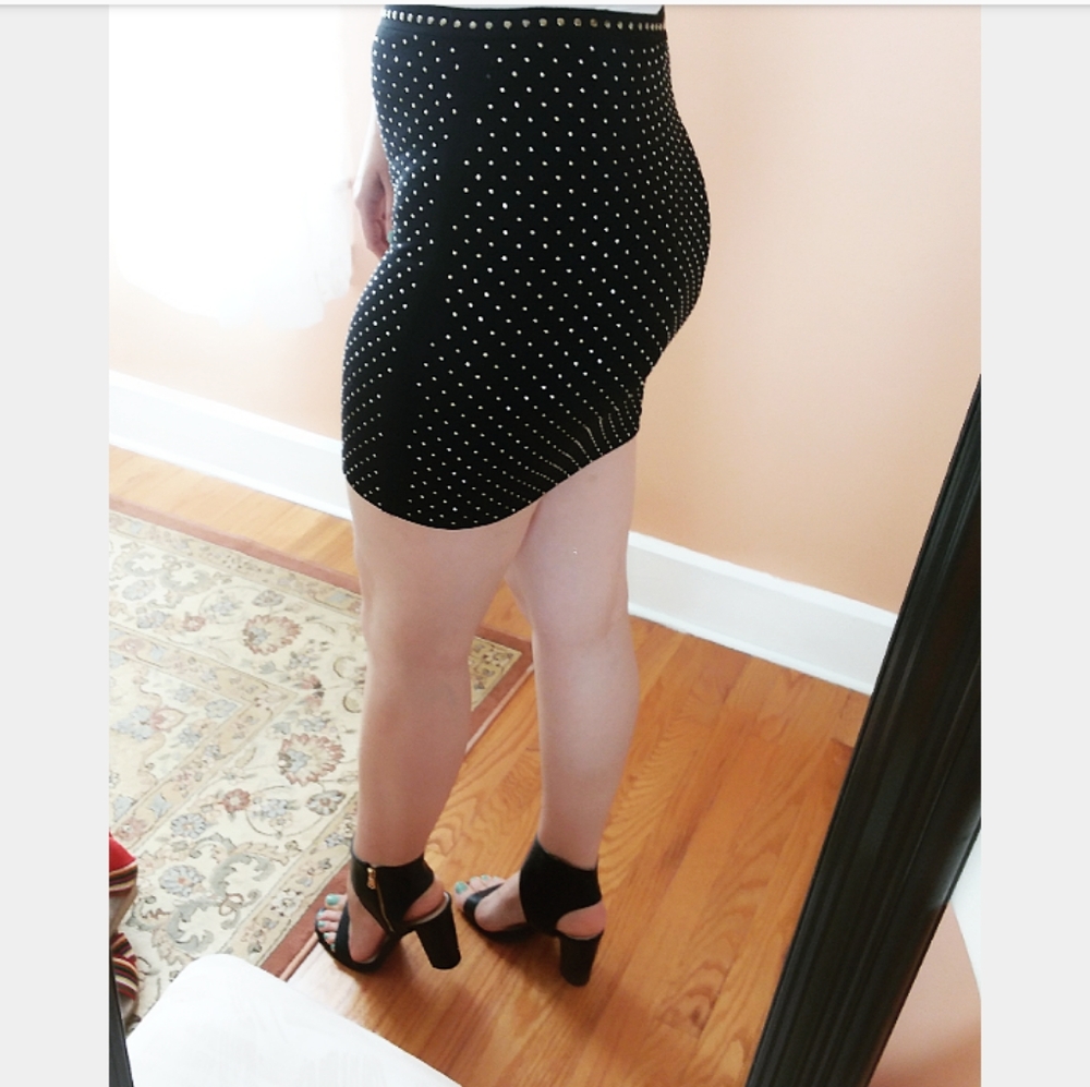 Black Studded Mini Skirt